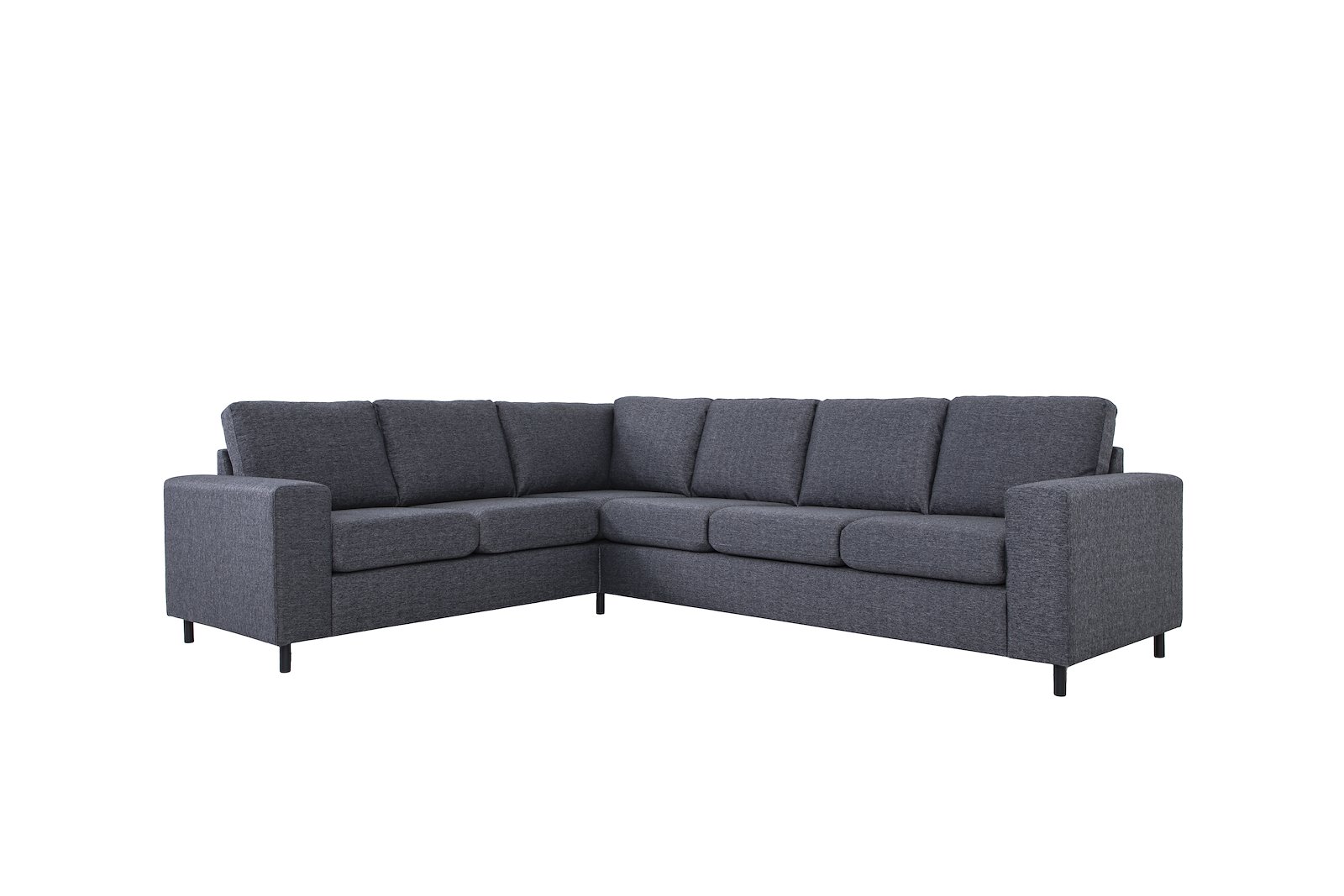 Copenhagen hjørnesofa Tekstil Hygge 97 Antrasitt med sorte ben. Vendbar