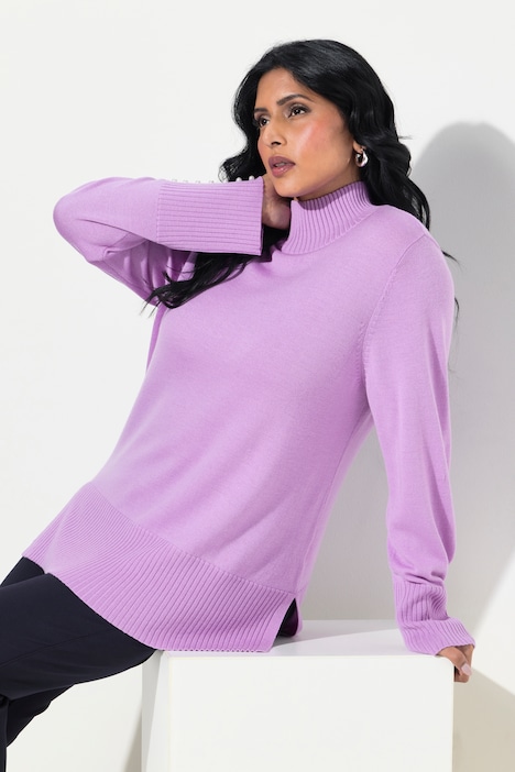 Pullover, Woll-Seidenmischung, Stehkragen, Zierperlen