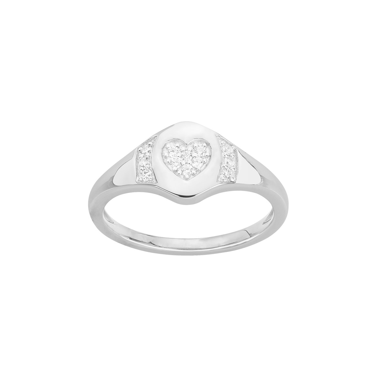 Chevalière en Argent avec oxyde de zirconium blanc
