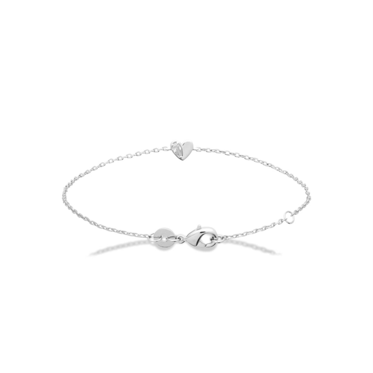 Bracelet petit coeur et goutte d'oxyde de zirconium Argent 925 Rhodié