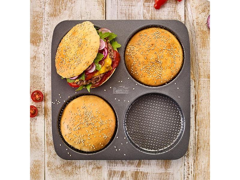 RBV Birkmann Brot-Backform Burger 4 Mulden Burger Brötchenblech