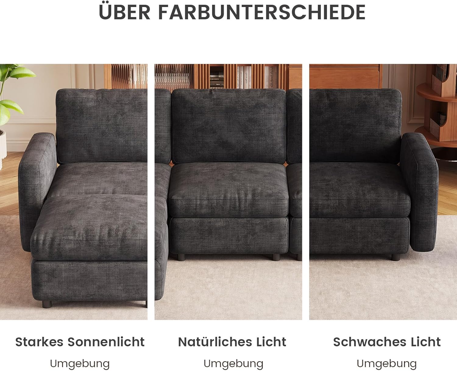 Guyii Modulares Samtsofa mit Stauraumhocker, kombinierbare Couch mit beweglichem Fußhocker, weiches Polstersofa für Wohnzimmer, Verschiedene Module und Sitzplätze (5-Sitzer (3-Sitzer + 2 Hocker))
