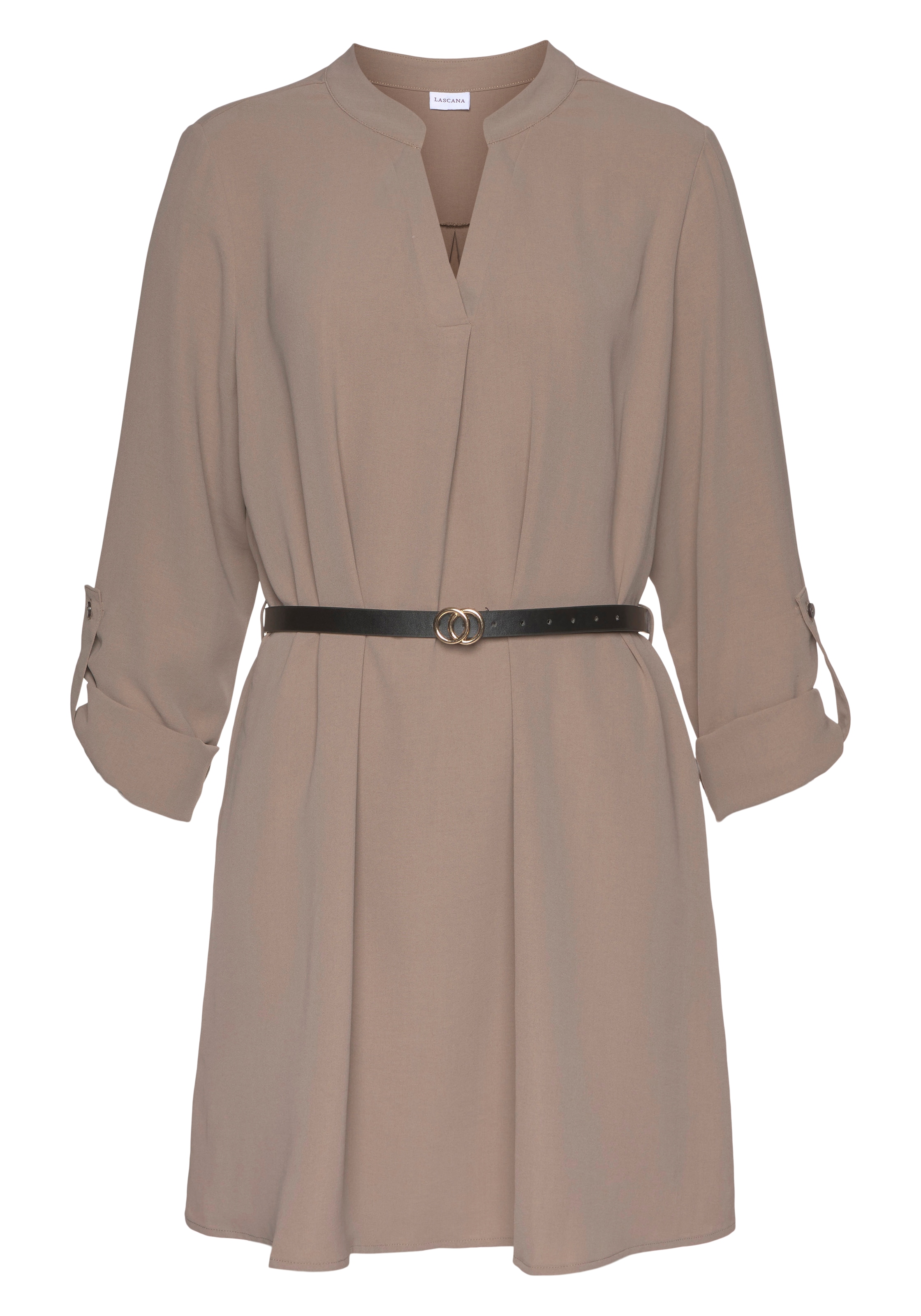 LASCANA Longbluse , aus glatter Ware, lockeres Blusenkleid