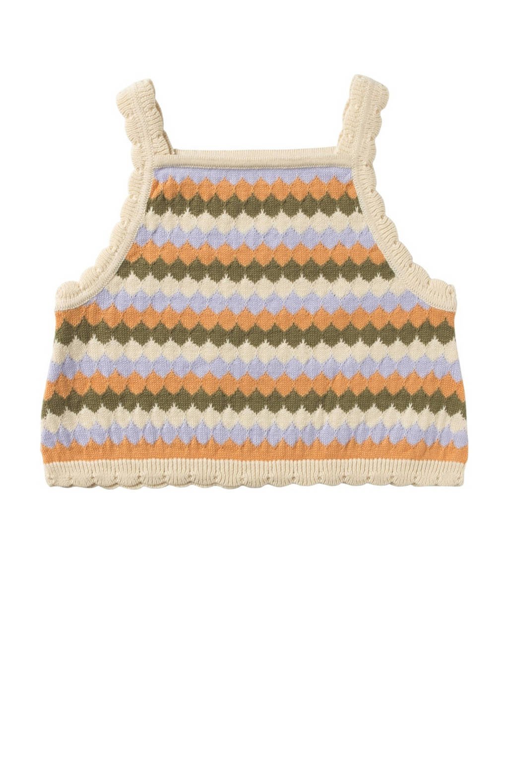 Your Wishes gebreidecrop top Rosa met ingebreid patroon offwhite/groen/lila