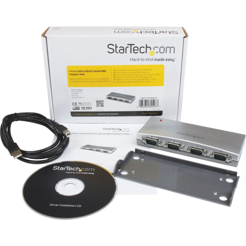 StarTech.com Hub série RS232 à 4 ports - Adaptateur USB vers 4x DB9 RS232 alimenté par bus