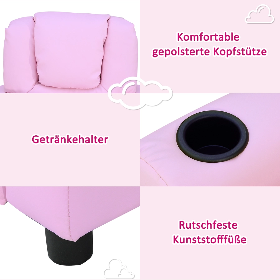 HOMCOM Kindersessel mit Liegefunktion rosa