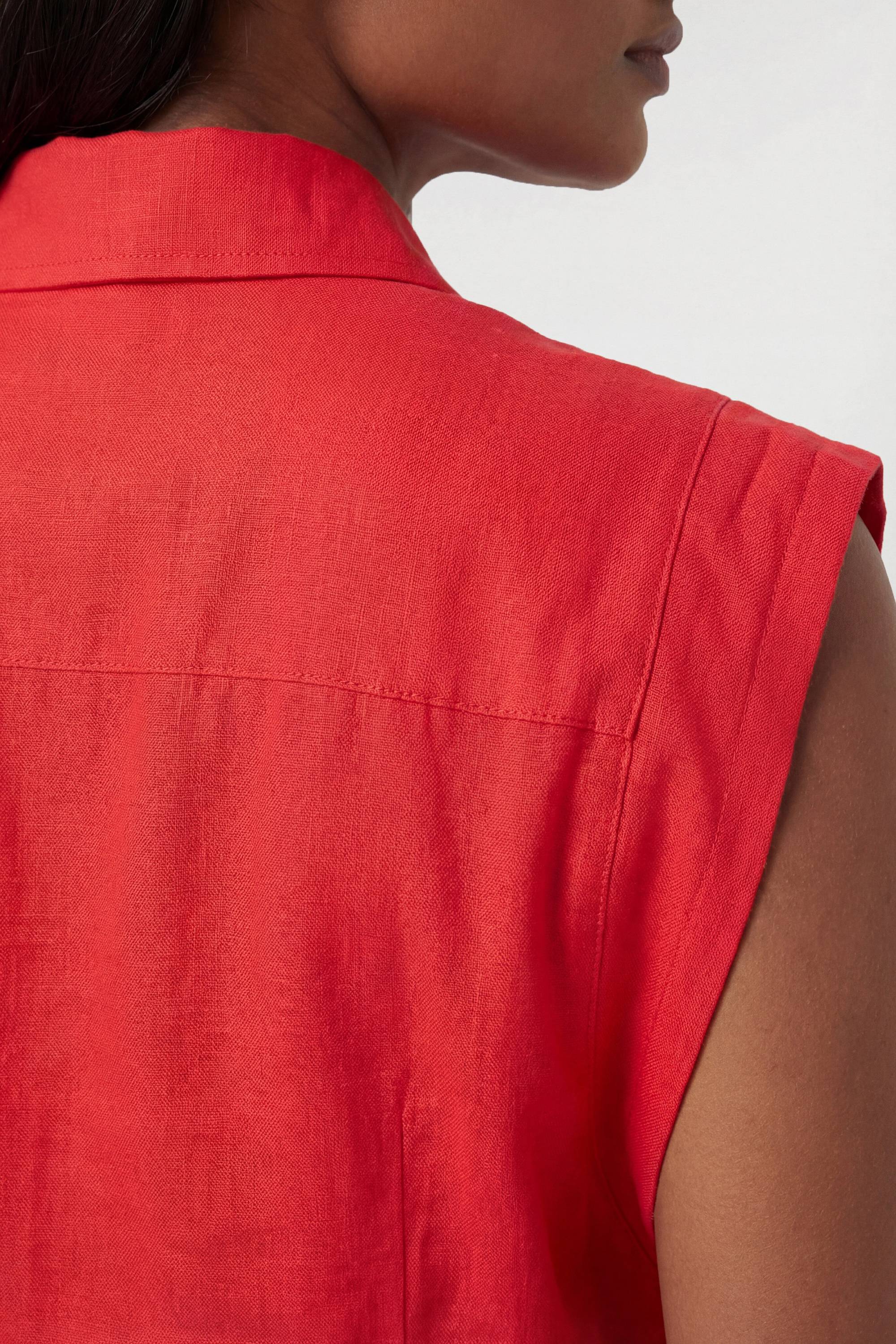 KarenMillen Chemisier Tissé Haut De Gamme En Viscose Lin Avec Surpiqûres Et Détail De Couture À La Taille