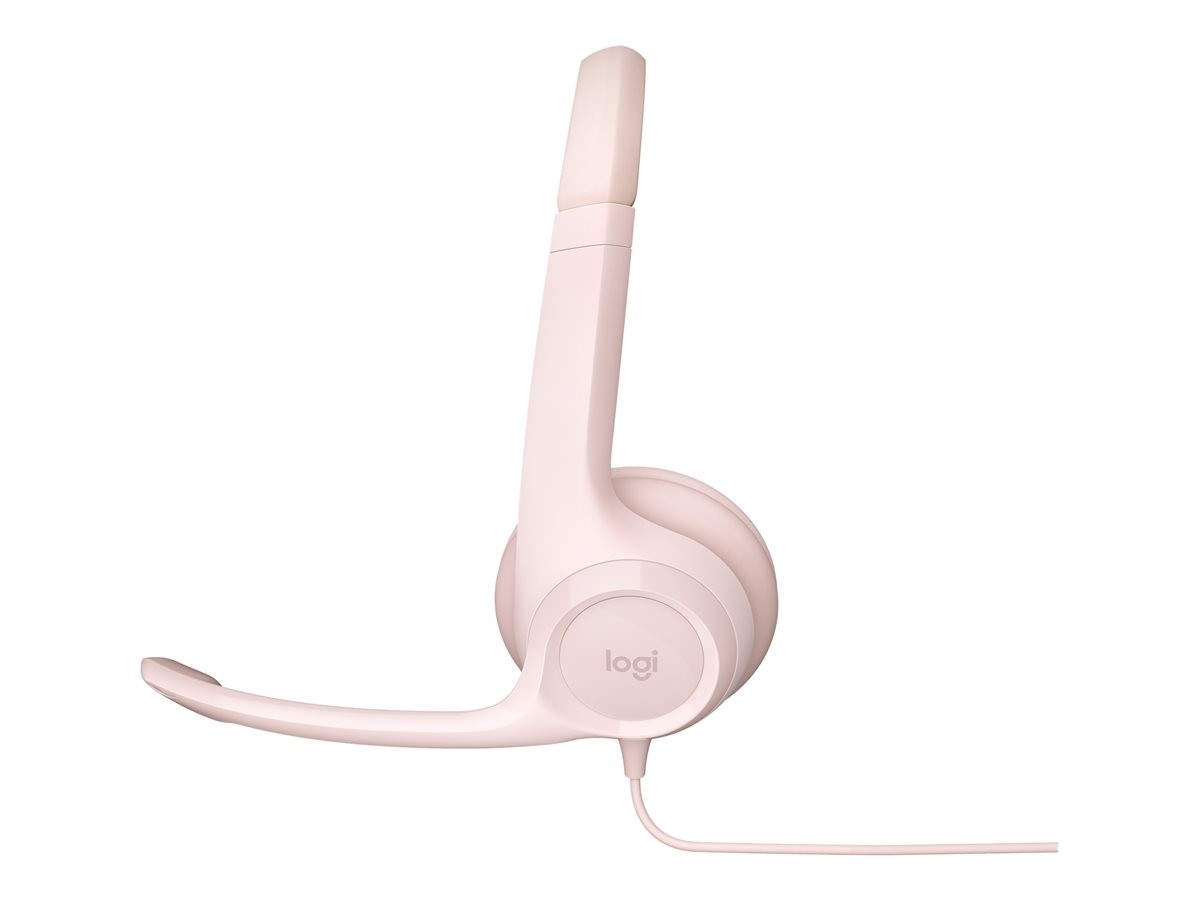 Logitech - H390 Headset med ledning til pc/laptop, stereohovedtelefoner med støjreducerende mikrofon, USB-A, ROSE