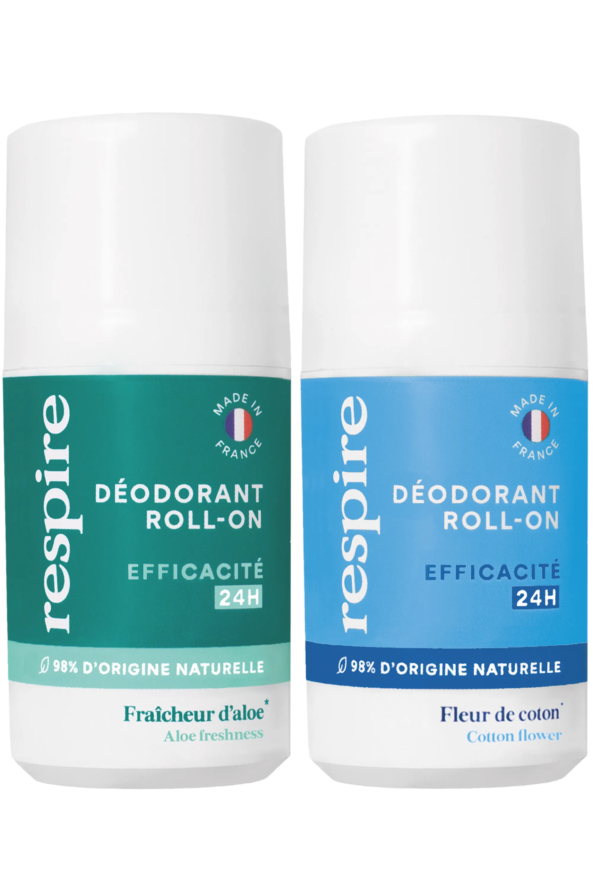 Respire Duo de déodorants roll-on rechargeables