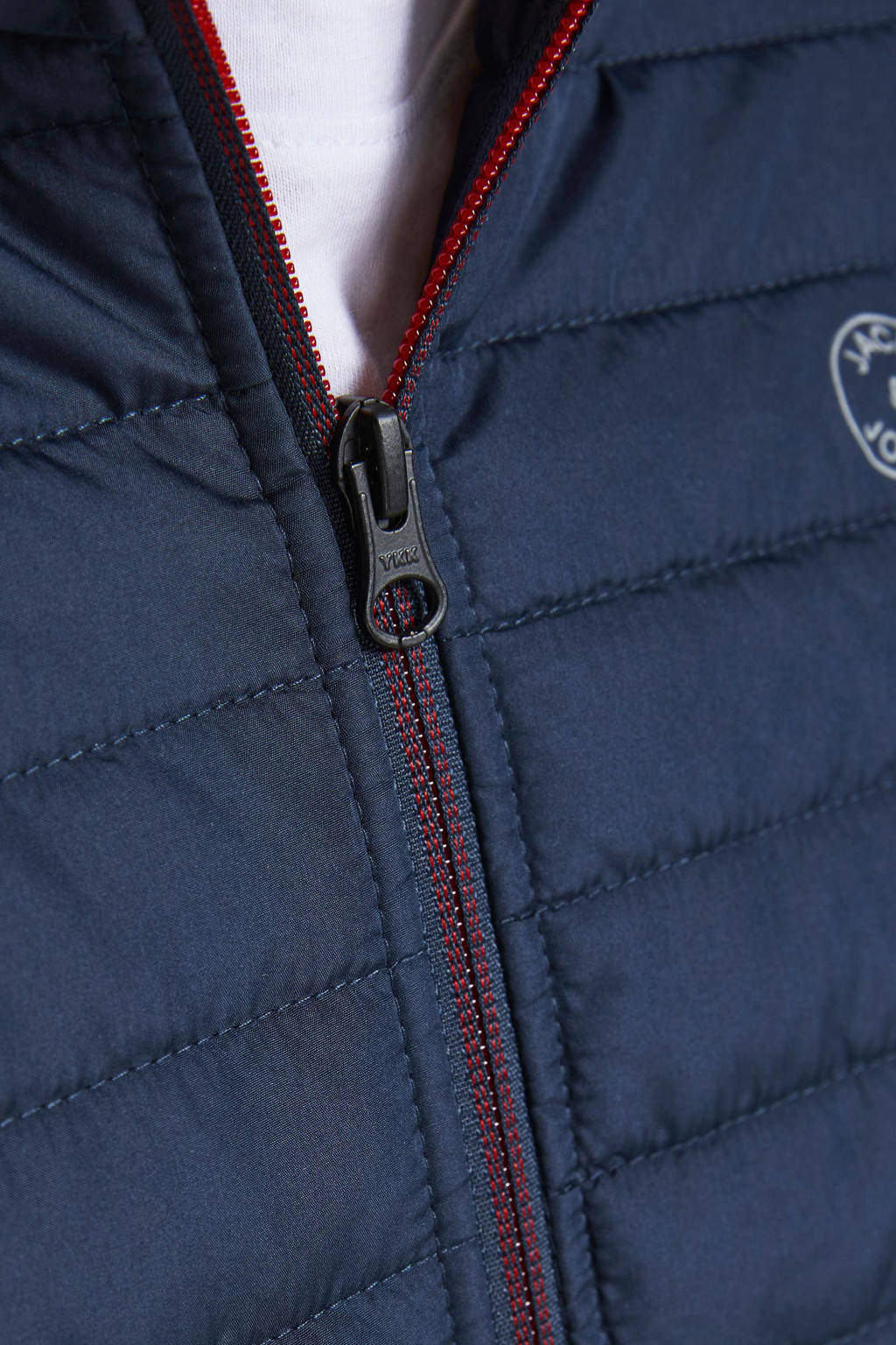 JACK & JONES gewatteerde tussenjas JJEMULTI donkerblauw/donkerrood
