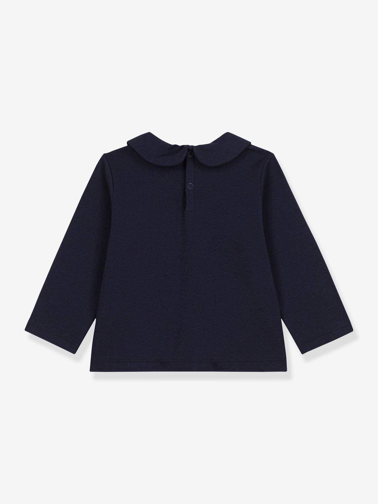 PETIT BATEAU Blusa bebê de algodão orgânico azul marinho