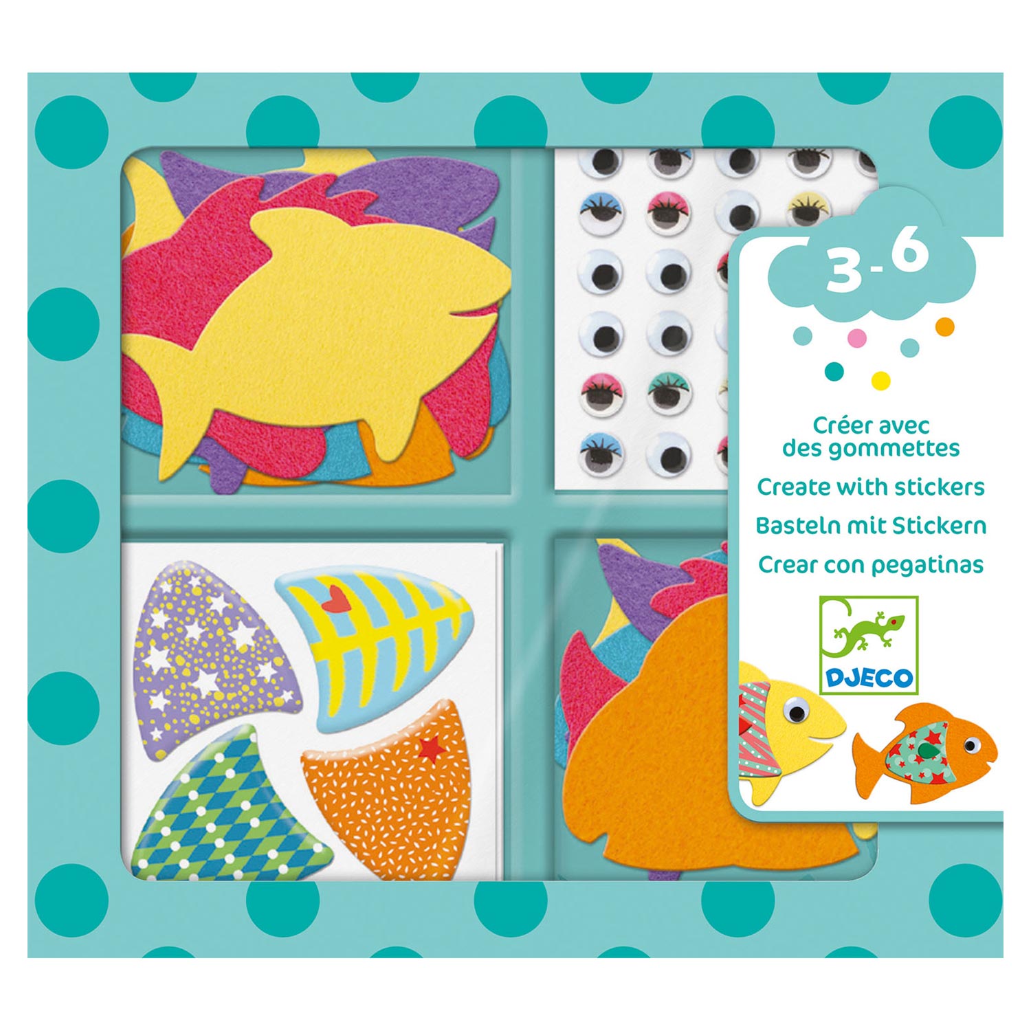 Djeco Knutselset Creaties met Stickers Vissen