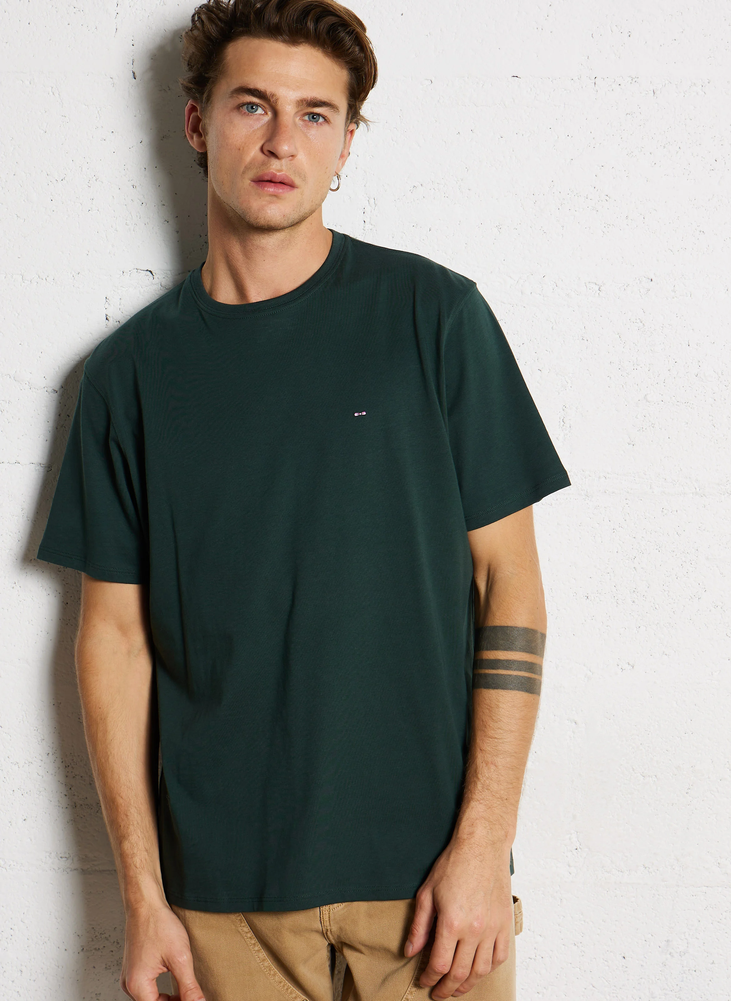 Tee-shirt col rond ample en coton | Vert