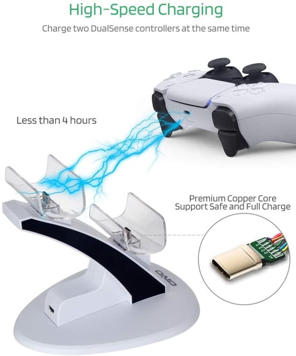 Ladestativ for PS5 -kontroller Hvit