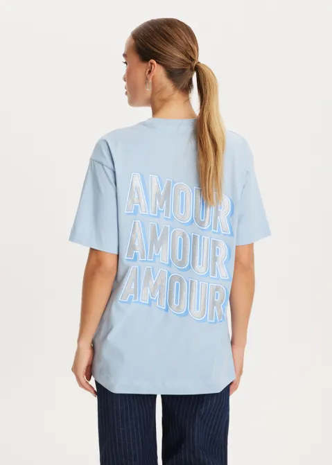 T-shirt met print amour blauw (BLW.L)