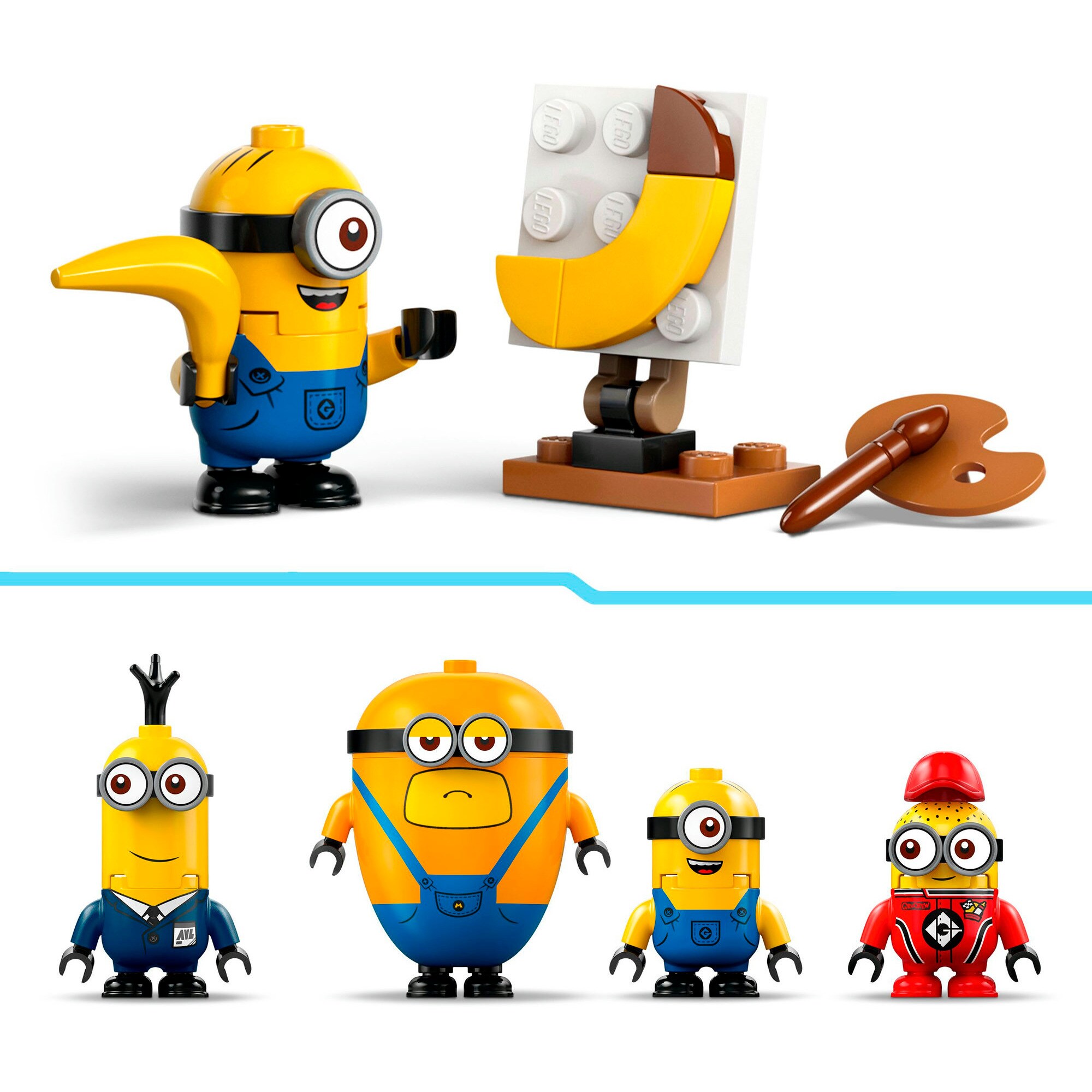 LEGO Konstruktionsspielzeug Minions und das Bananen Auto