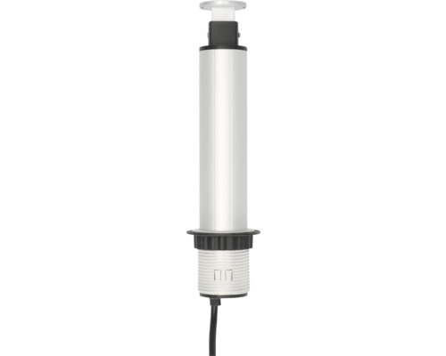 Brennenstuhl uitschuifbare 3-voudige stekkerdoos met USB-torenlader 3G1.5 zilver 2 m