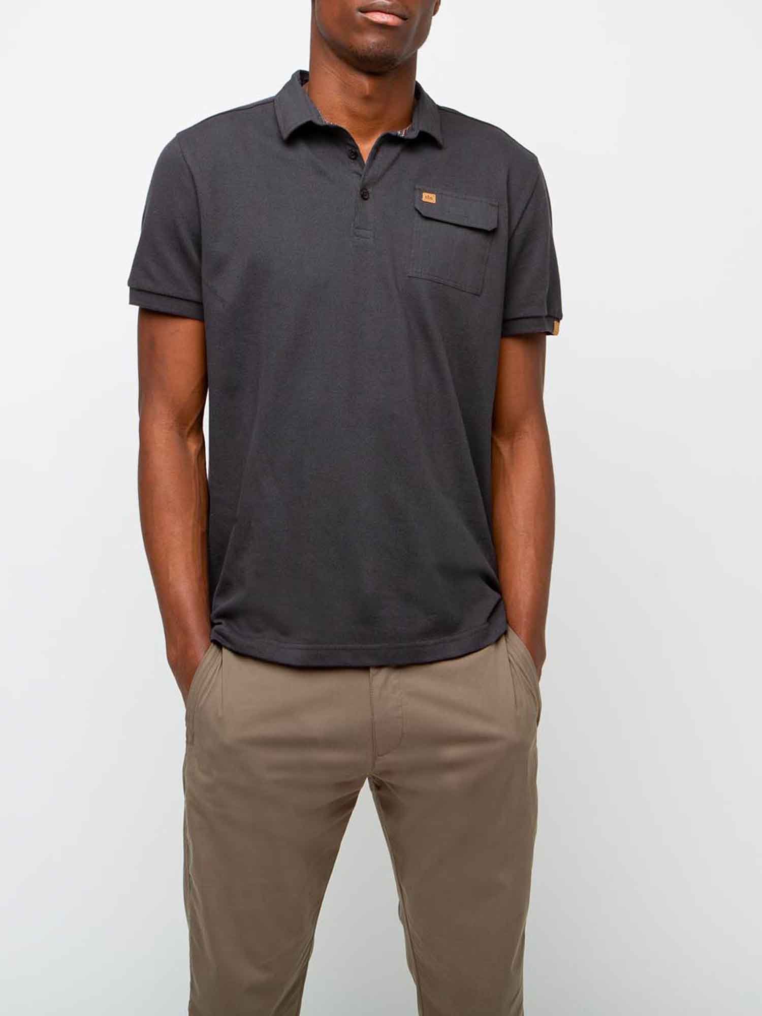 Polo Homme Esprit Jacquard Coton Gris Foncé
