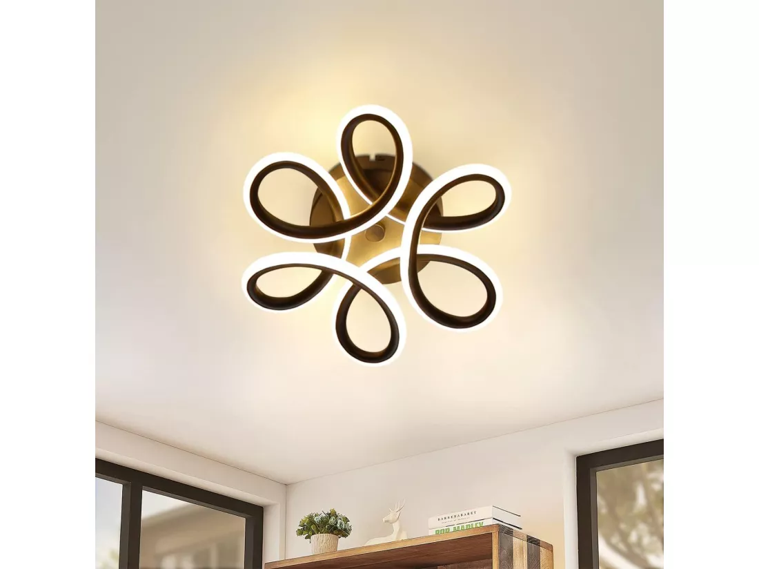 NETTLIFE Plafonnier LED Noir 17W 3000K Lampe de Couloir Moderne Blanc Chaud Géométrie Design Métal pour Couloir Entrée Chambre Cuisine