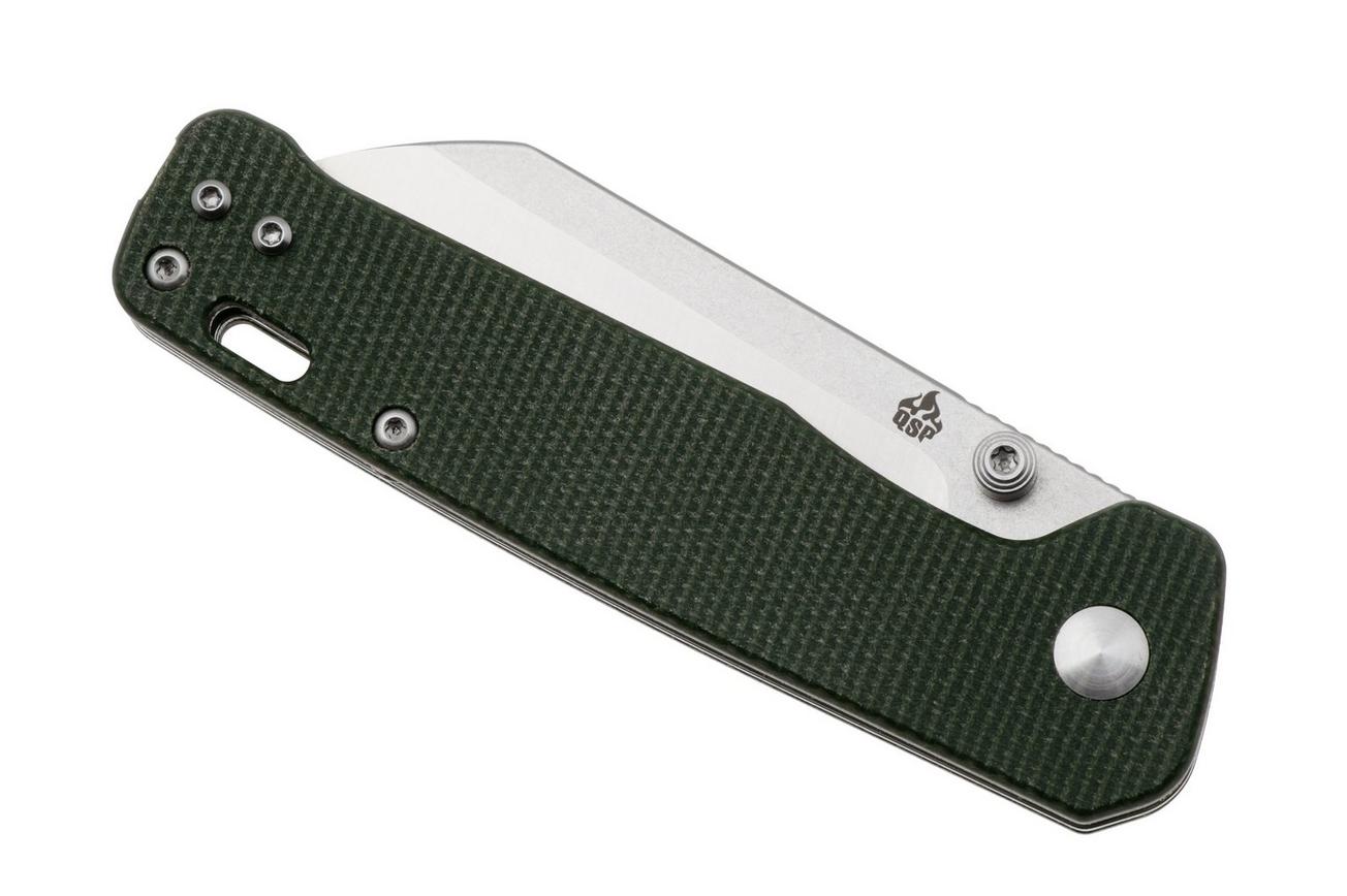 QSP Knife Penguin V2 QS130V2-C1 Two-Tone D2, Green Micarta, zakmes