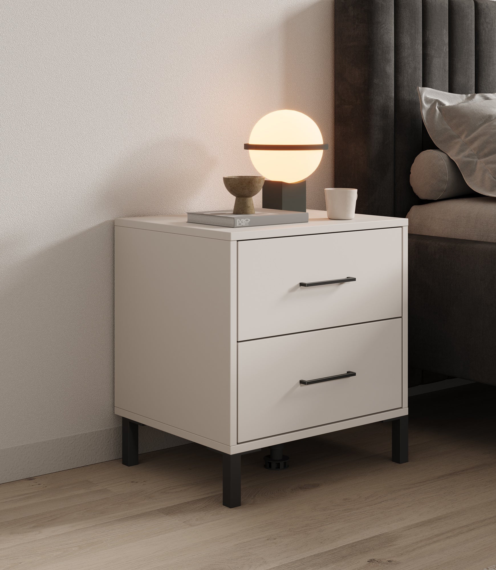 Meubella - Nachtkastje Vidor - Beige - 48 cm