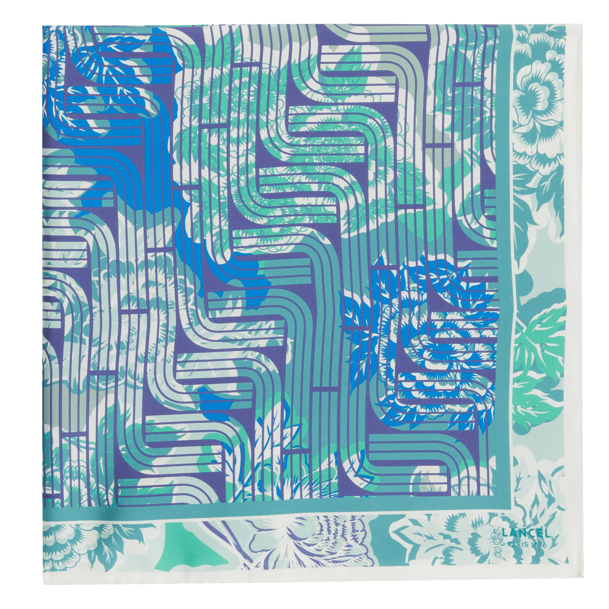 Carré 90 Pivoine Optical Pattern-Multico Emeraude