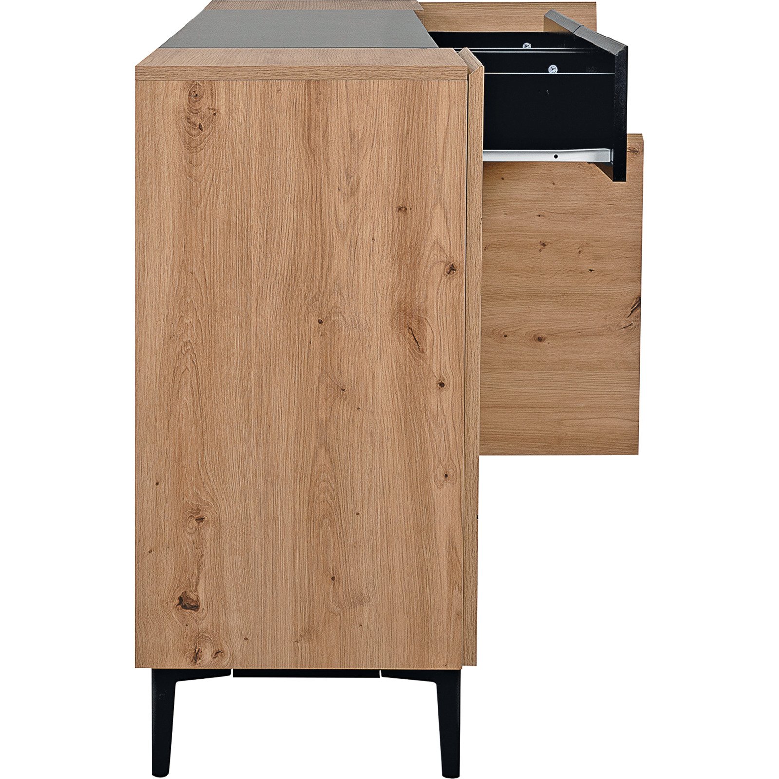 Sideboard Joe Dekor Eiche Artisan schwarz 180 x 90 x 42 cm
