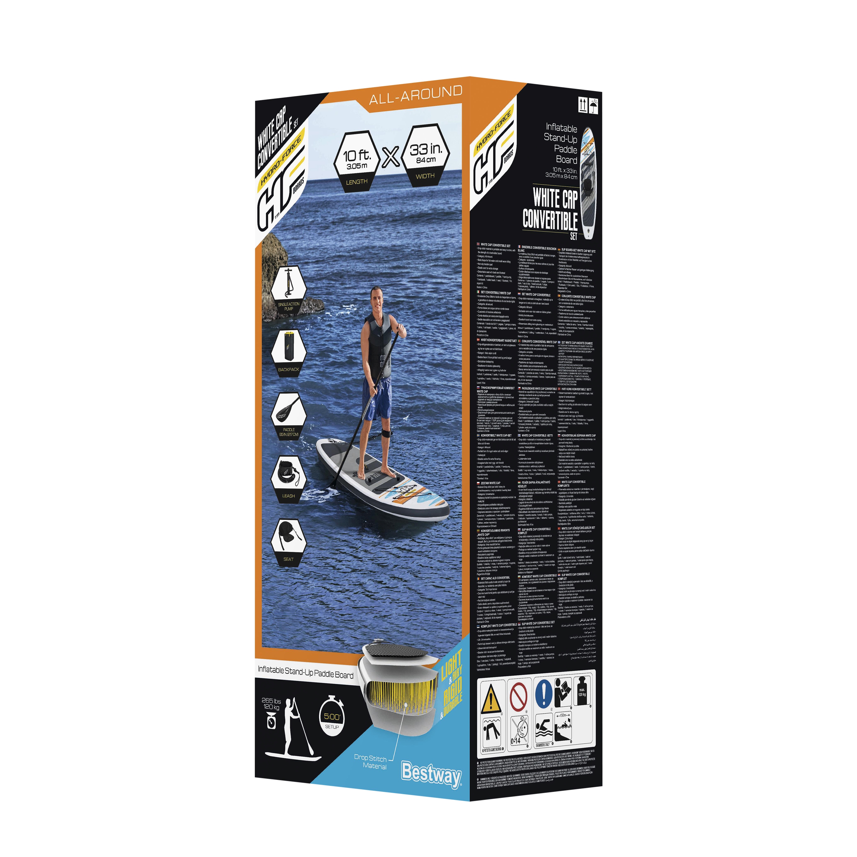 Stand Up Paddle WHITE CAP mit Kajak Sitz 305 cm