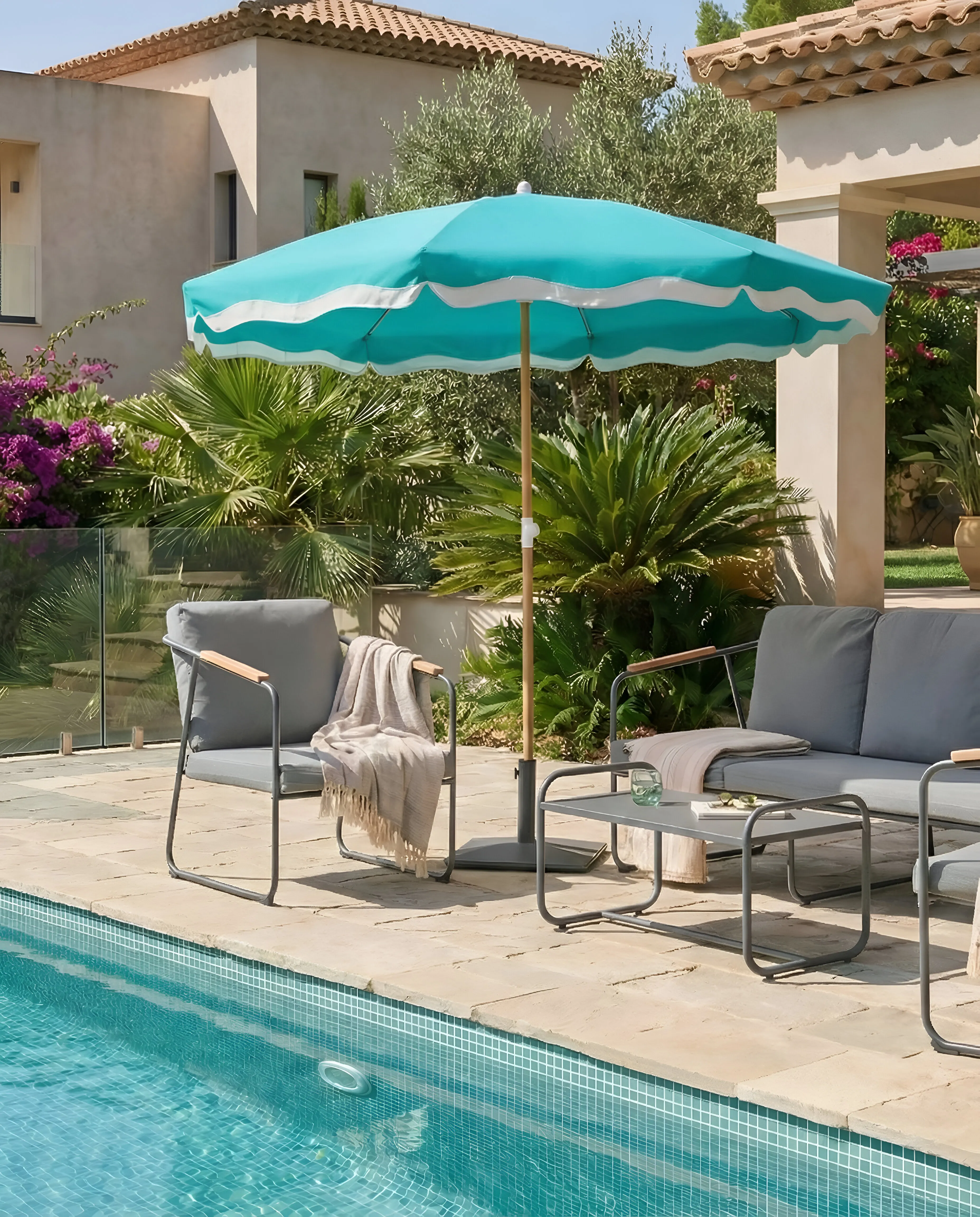 Parasol de jardin 232 cm SESTRIERE Turquoise