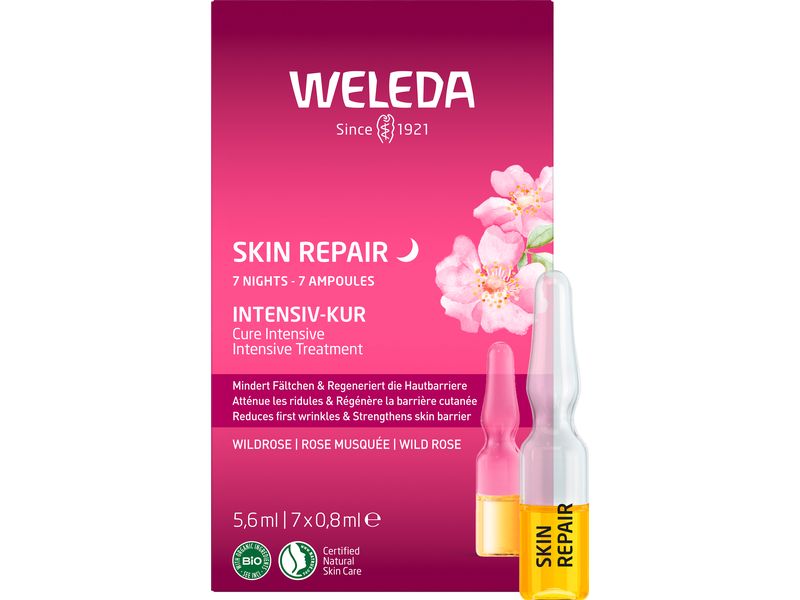 WELEDA Intensivkur Wildrose Skin Repair 5.6 ml Natürliche Intensiv-Kur regeneriert die Haut in sieben Nächten