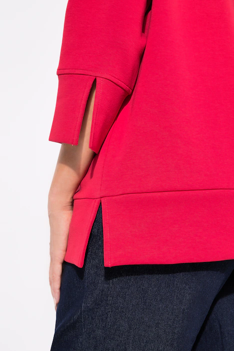 Punto-Sweatshirt, Rundhals, 3/4-Arm, rubinrot
