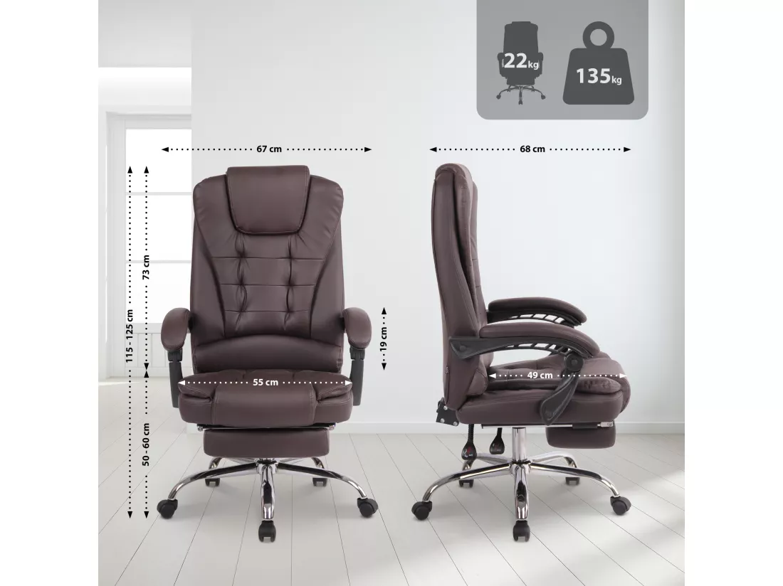 Chaise de bureau - Similicuir - Marron - Oxygen