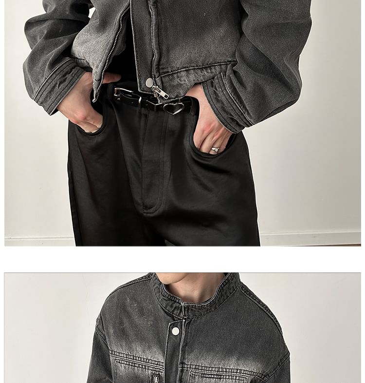 Nahagin - Gewassen denim jack met rits