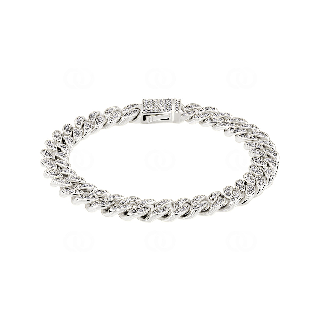 8mm Cuban Link Panzerarmband Weiss vergoldet mit Zirkonia