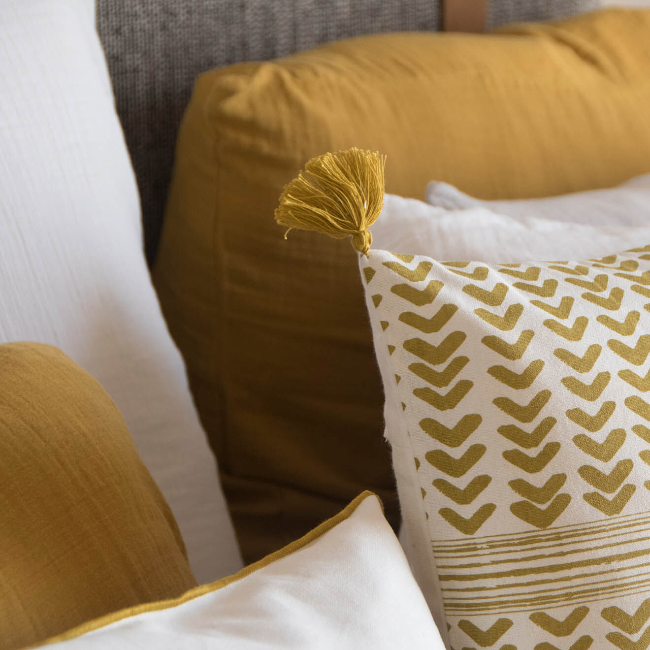 Febronie Housse de coussin Zanzibar jaune - 50x50 cm