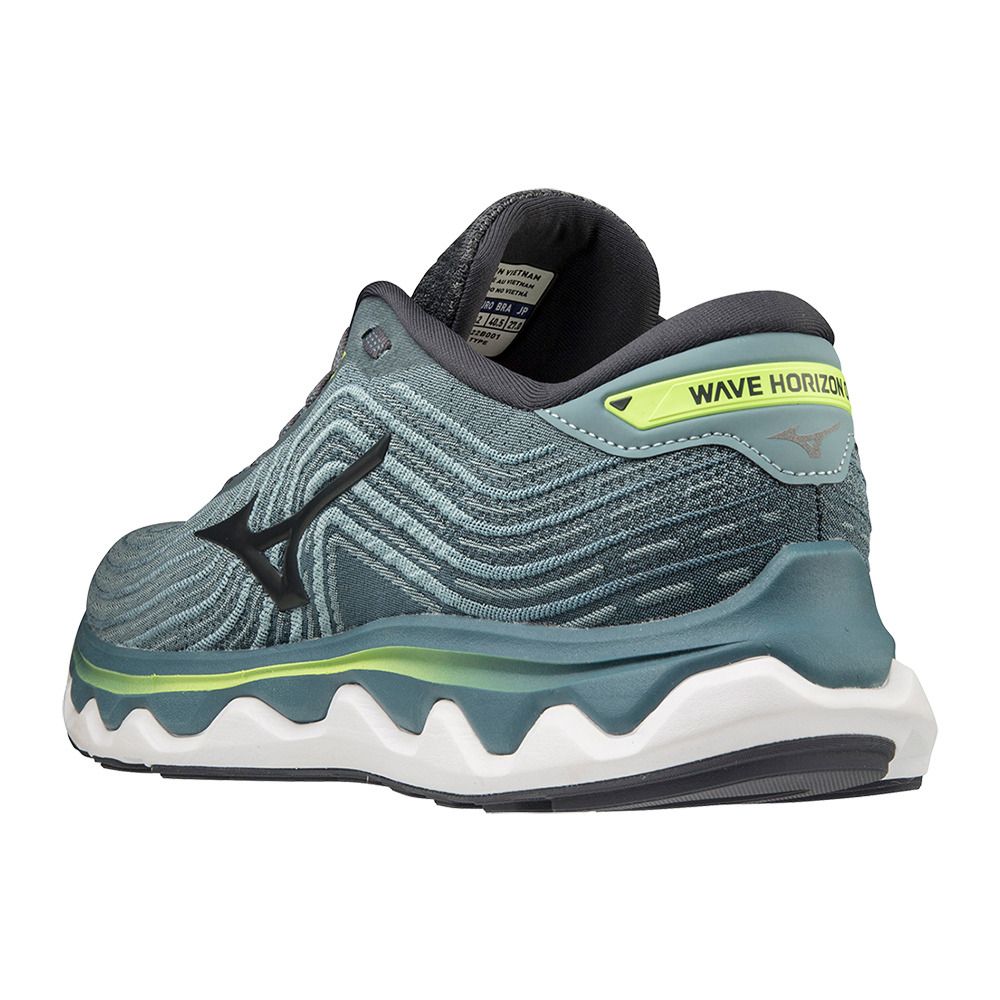 Mizuno WAVE HORIZON 6 - Chaussures running Homme smokeblue/ebony/neolime