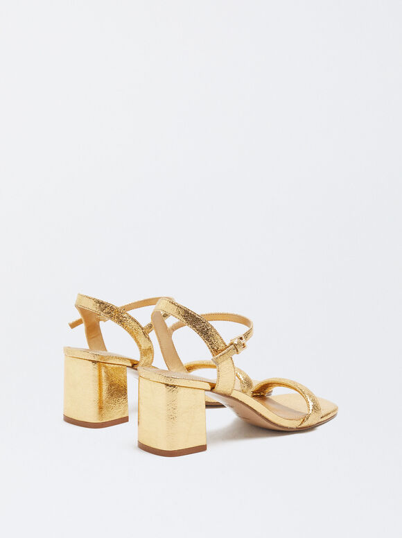 Sandalia Tacón Metalizada - Dorado