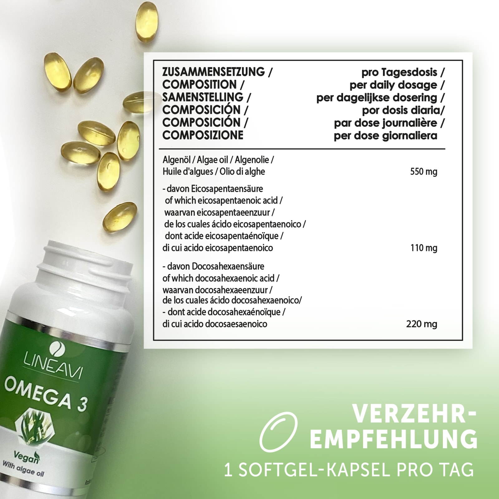 LINEAVI Omega 3 Vegan 4-Monatspackung (2x60 Kapseln)