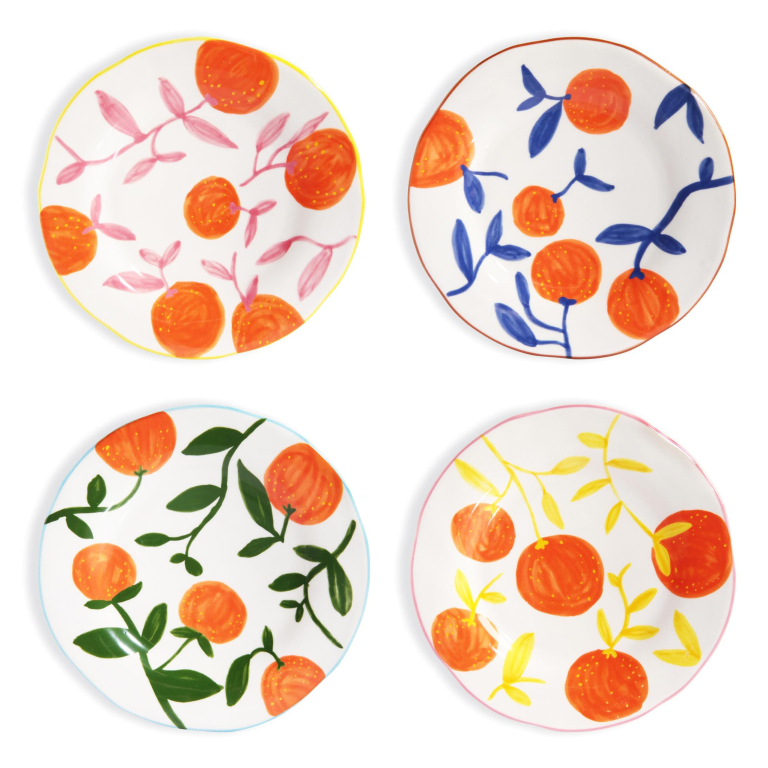&klevering Orange Twig dinerbord Ø22 set van 4