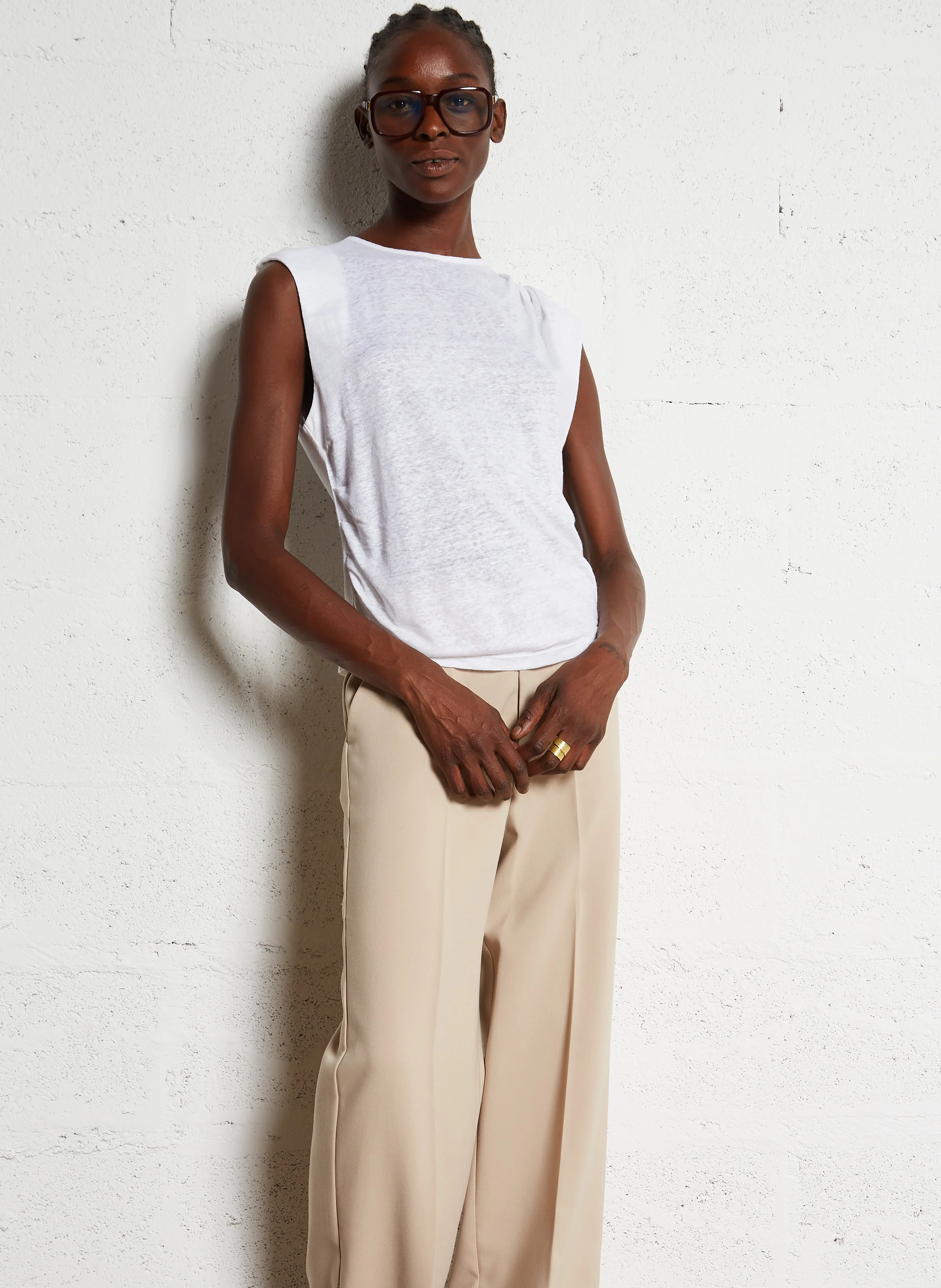 Pantalon de costume large | Beige