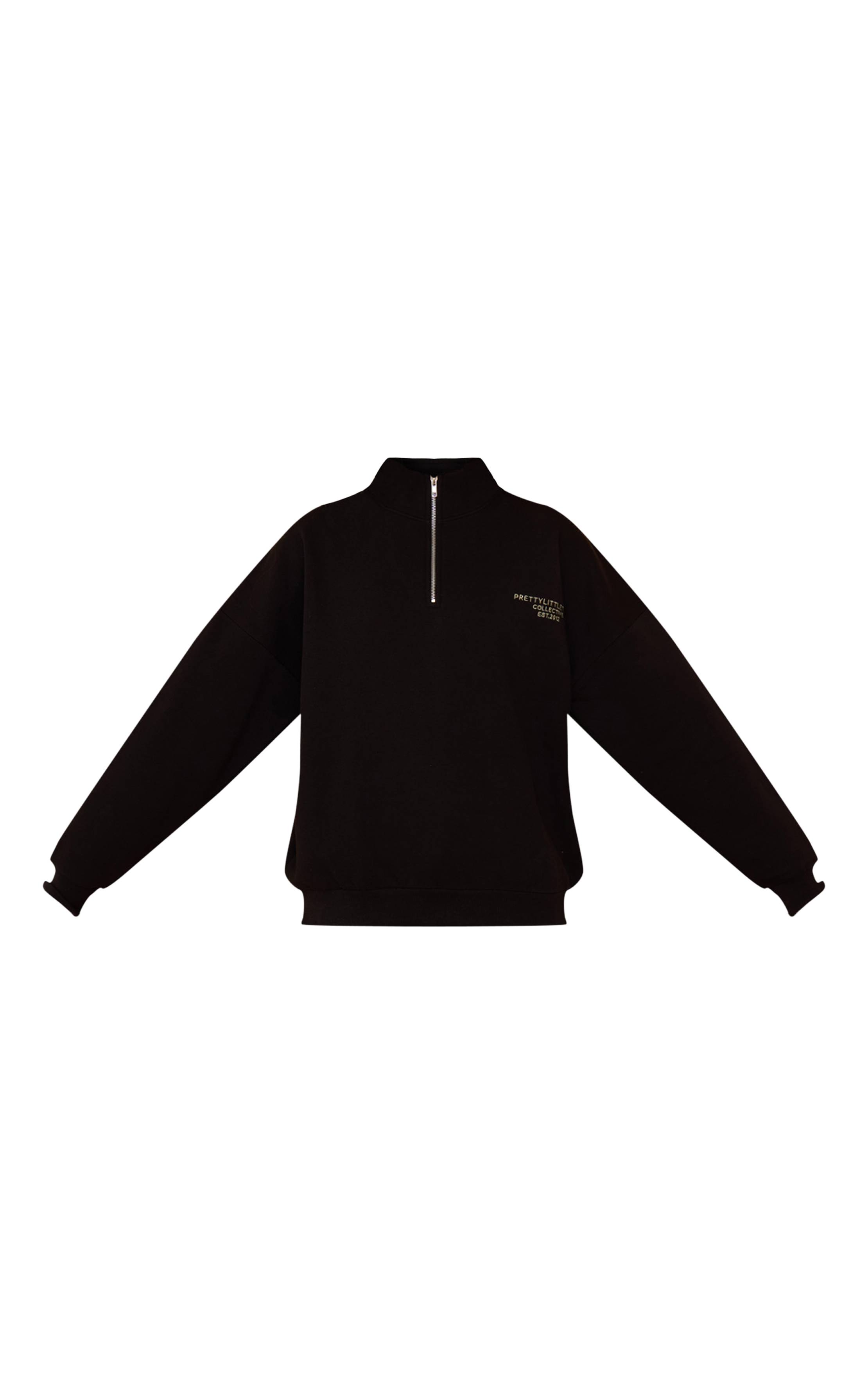 Noir Sweat À Casynthétiqueche Zippé Avec Imprimé Prettylittlething