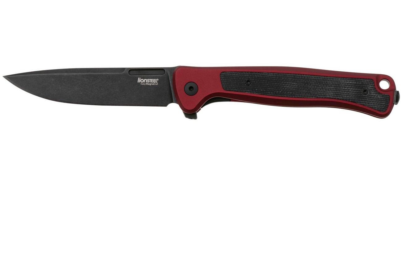 LionSteel Skinny Solid SK01A RB Red Aluminium Black Canvas Micarta inlay, Blackwashed zakmes, Molletta design