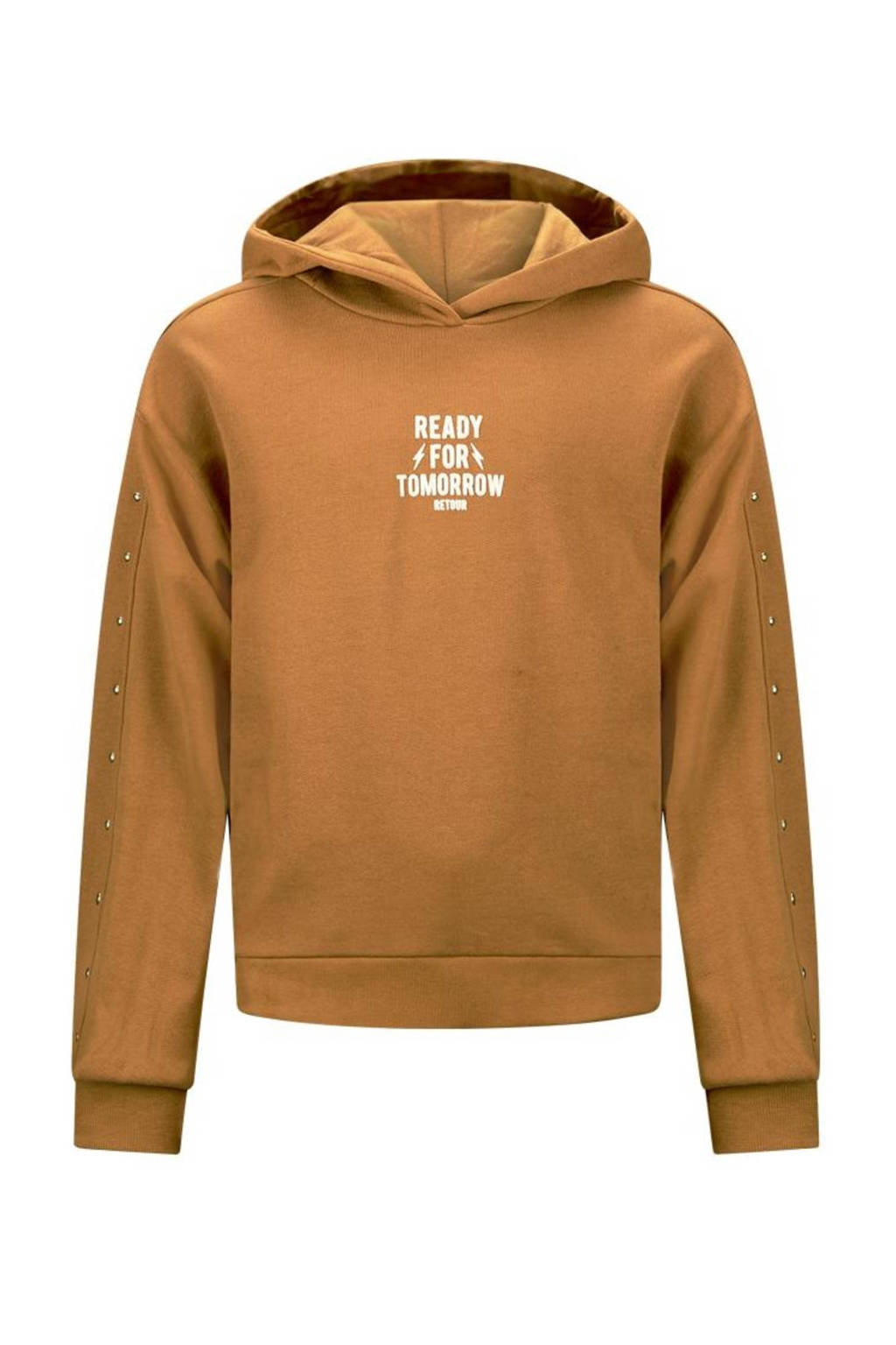 Retour Jeans hoodie Bloom met tekst warmbruin