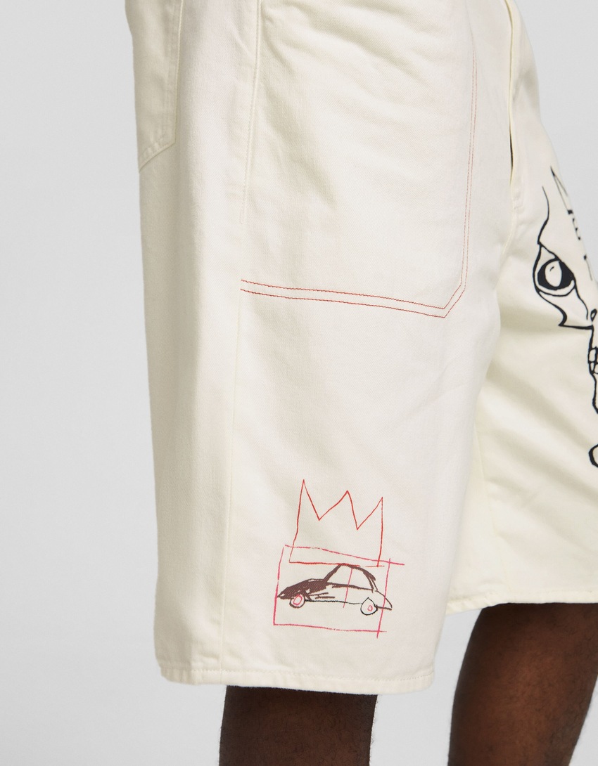 Bermuda Jean-Michel Basquiat em sarja estampada