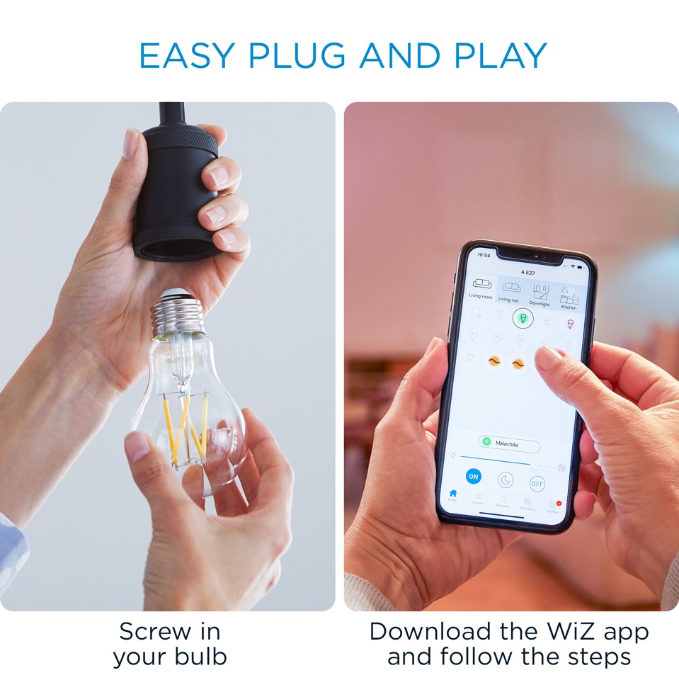 WiZ - A60 Clear-pære E27 Justerbar Hvid - Smart Hjem
