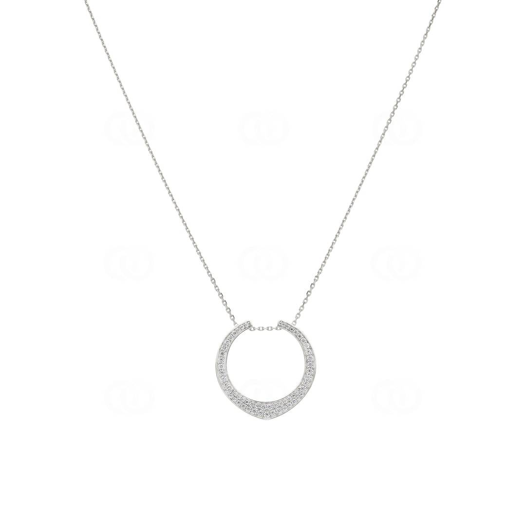 Collier mit Anhänger 925 Silber rhodiniert mit Zirkonia pavé 43cm