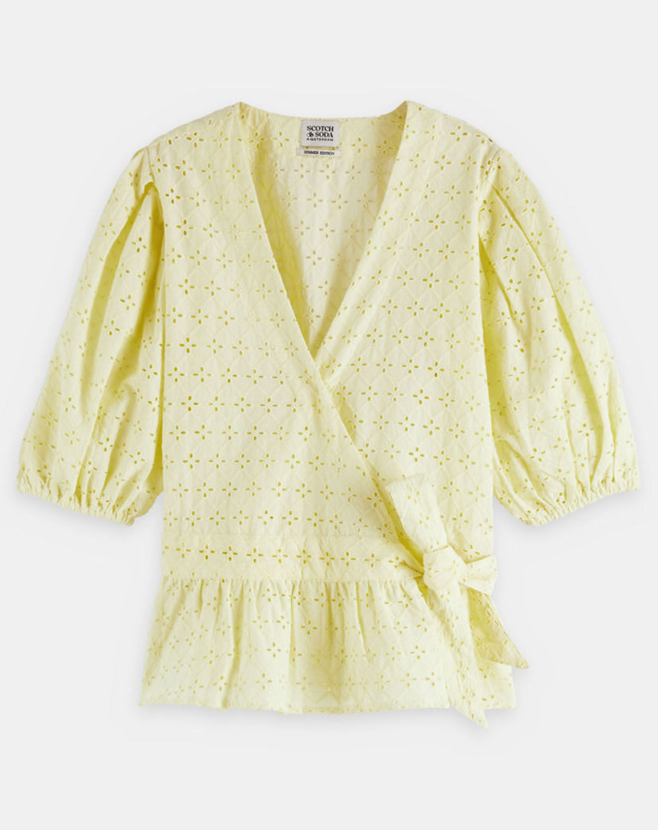 Scotch & Soda Top en broderie Anglaise jaune pâle