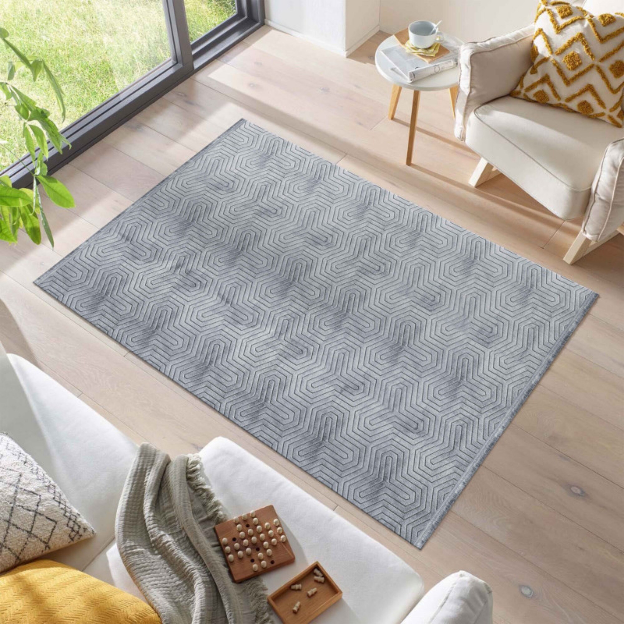 Teppich skandinavische stil, superweich, kurzflor, hoch-tief effekt, Waschbar