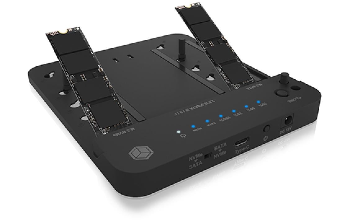 Docking- und Klonstation IB-2915MSCL-C31Klon- und Dockingstation für M.2 NVME und SATA 2.5''/3.5'' SSD/HDD