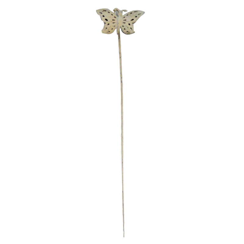 Tuteur fer pic papillon blanc 11x8x84cm